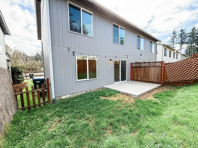 Fully fenced back yard.