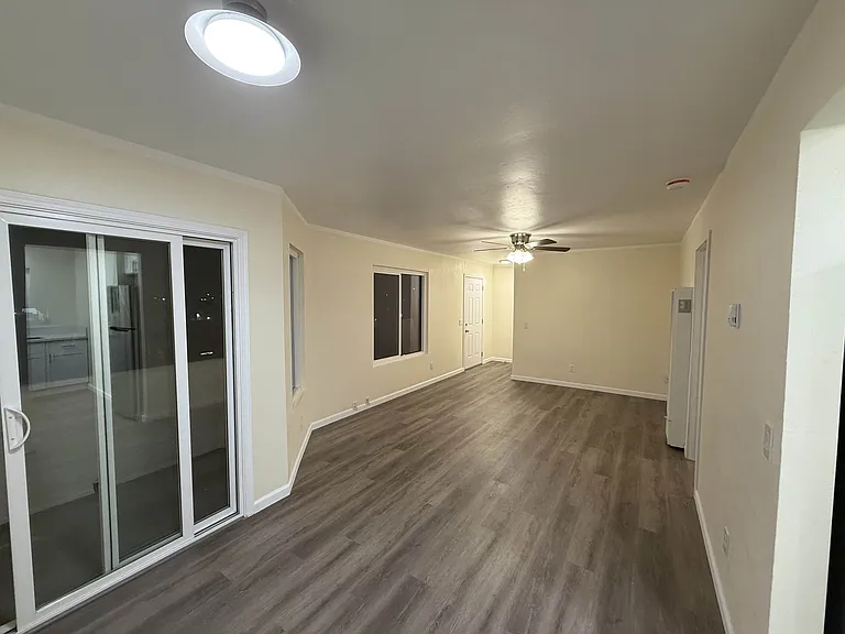 Living area has a lot of light at night