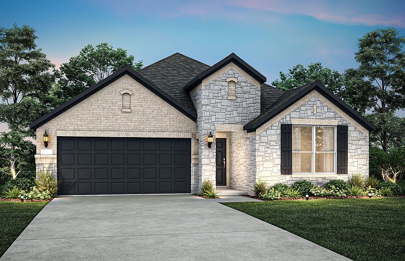 The Arapaho, a one-story home with 2-car garage, shown with Home Exterior D