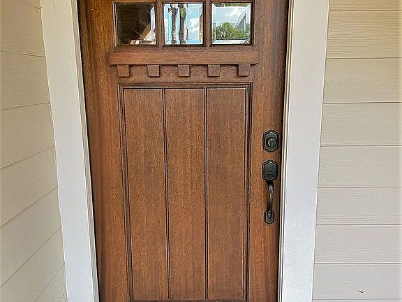Mahogany wood door.