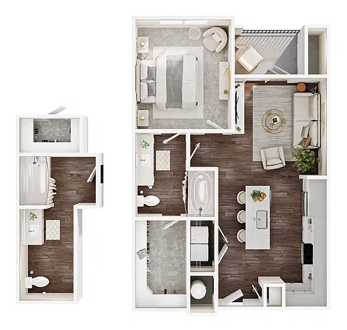 Floor plan One Bed One Bath A3.1