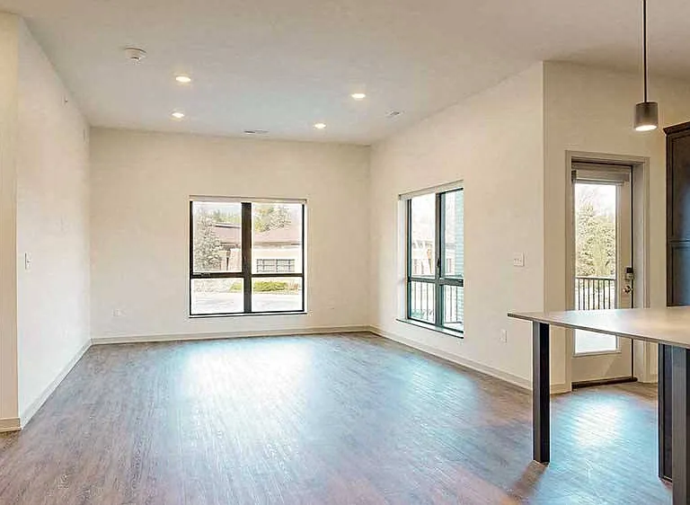Our two-bedroom Meadow offers a large living room space with plenty of natural light.