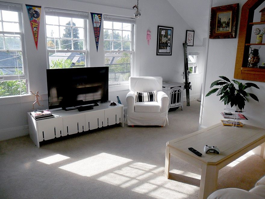 Light and airy living room with awesome western-exposure sun