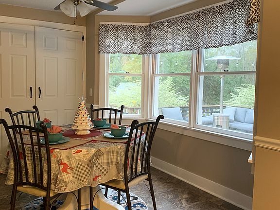 Bay windows overlooking deck