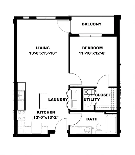 Floor plan One Bedroom A3