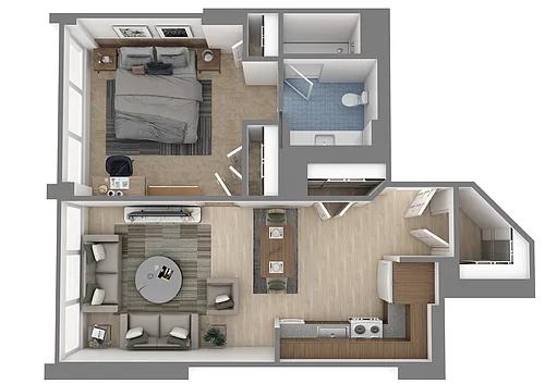 Floor plan 1 bed | 1 Bath