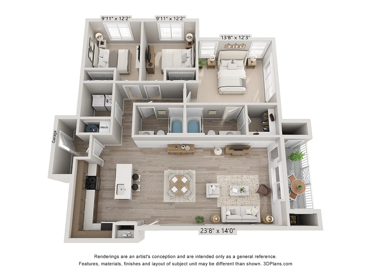 Floor plan 3x2 (Attached Garage)