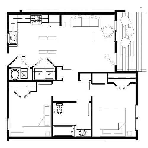 Floor plan Two Bed/Two Bath | 50% AMI