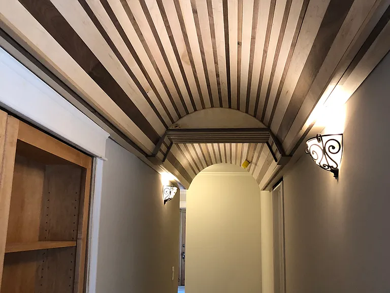 arched ceiling of unit 103 hallway