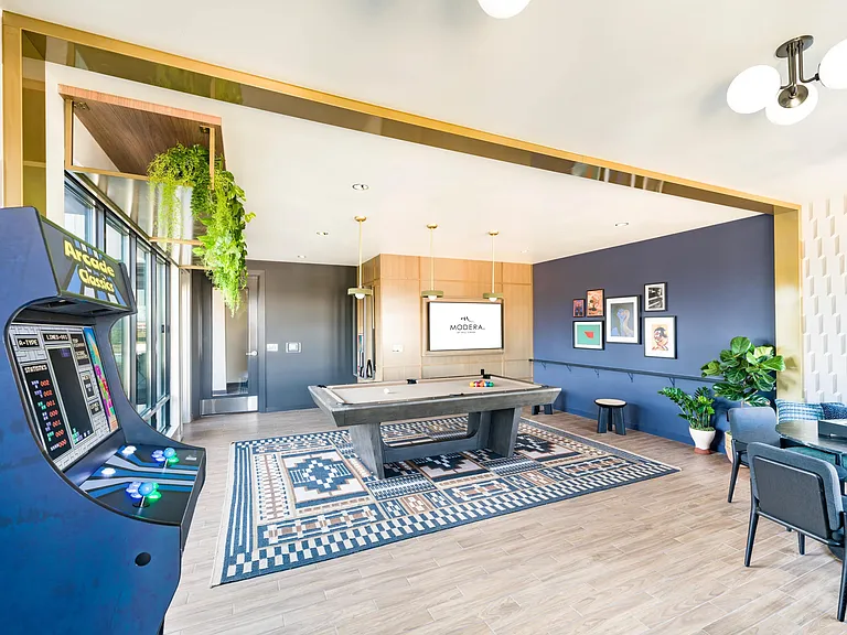 Gather, play, and unwind in Modera Beaverton's resident game lounge_an inviting retreat moments from local dining, transit, and Beaverton favorites.