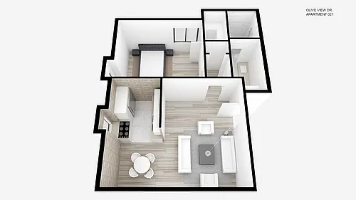 Floor plan One Bed ~ One Bath