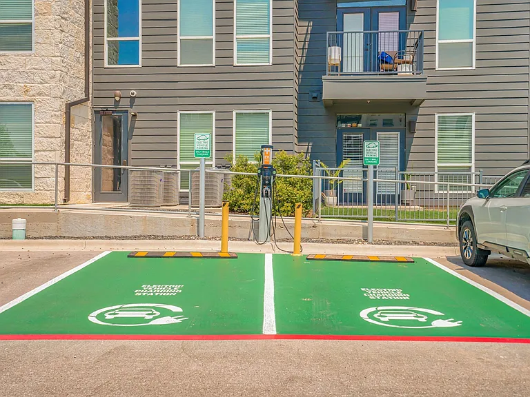 Electric vehicle charging stations are available