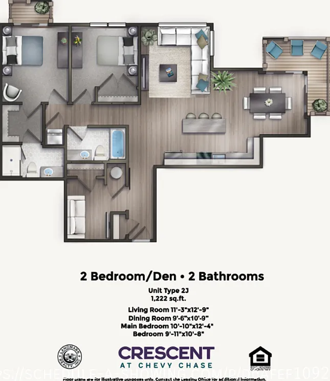 Two Bedroom-Two Bath Apt Plus a Den, Wraparound Balcony, Bedroom Balcony, and Floor to Ceiling Wi... — Photo 1