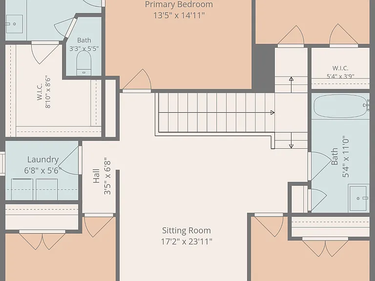 Upstairs floorplan (Second living room is labeled as "Sitting Room")