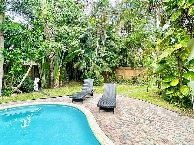 Back yard and pool.