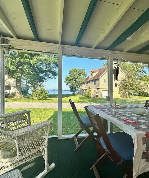 Patio with water views