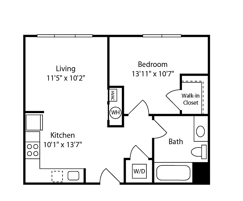 Floor plan 1 Bed/1 Bath-A21