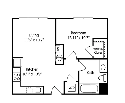 Floor plan 1 Bed/1 Bath-A21