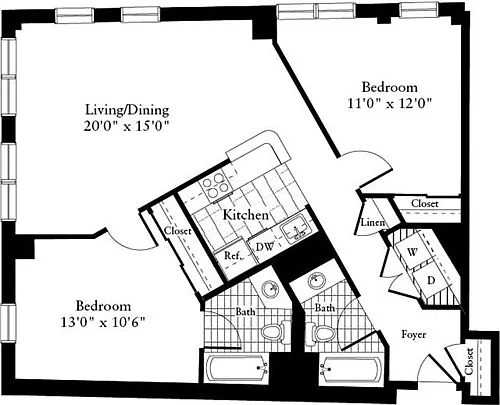 Floor plan 2 Bedrooms G