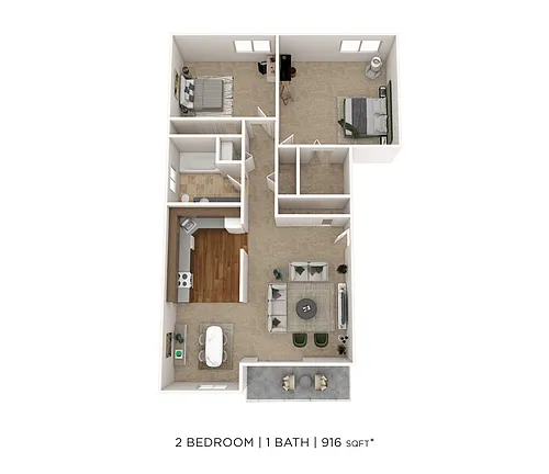 Floor plan Two Bedroom-916 sqft