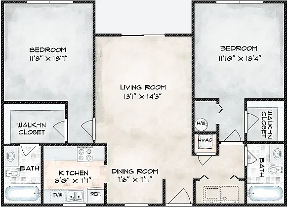 Floor plan 2 Bedroom 2 Bath