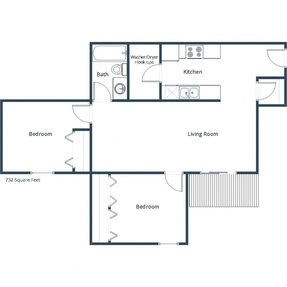 Floor plan Two Bedroom 21D