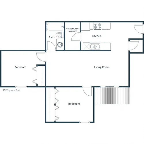 Floor plan Two Bedroom 21D
