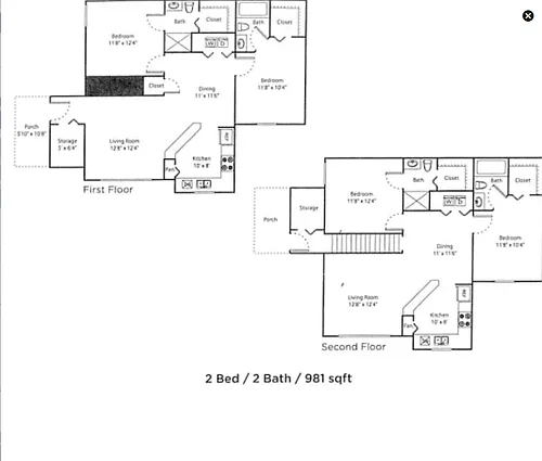 Floor plan 2 Bedroom 2 Bath
