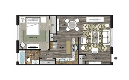 Floor plan 1 Bedroom B