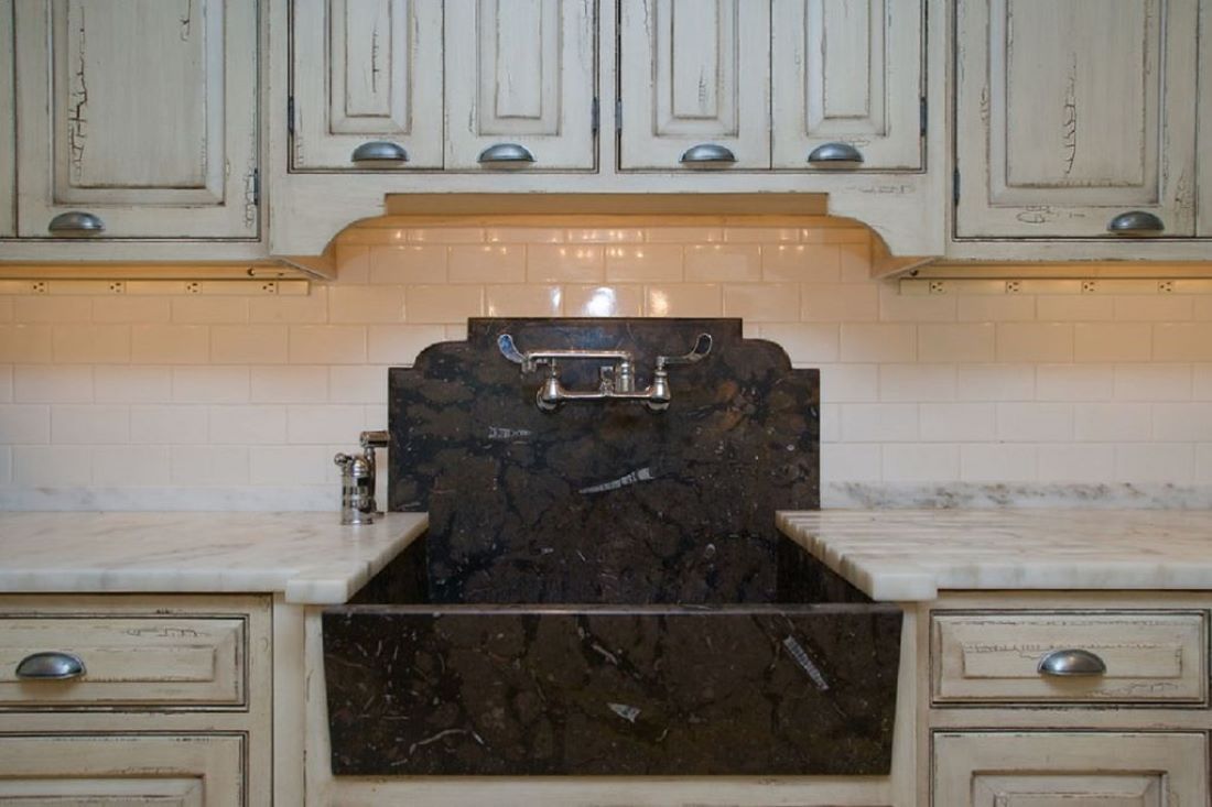   Custom Fossilized Stone Farm Sink