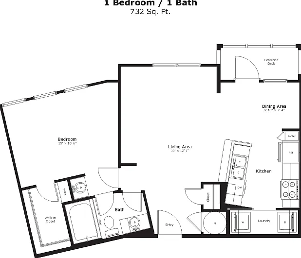 The Chester: 732 sq. ft. with a screened deck or balcony, pantry in the kitchen, and a compact washer/dryer area for easy living. The Chester: 732 sq. ft. with a screened deck or balcony, pantry in the kitchen, and a compact washer/dryer area for easy liv