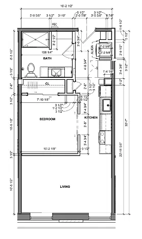 Floor plan 1 Bedroom / 1 Bath