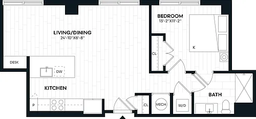 Floor plan 1 Bed/1 Bath-1G1
