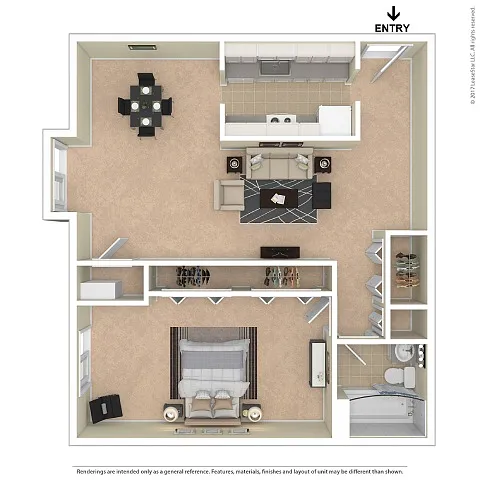 Floor plan 1 X 1 Brandywine Apartments 1