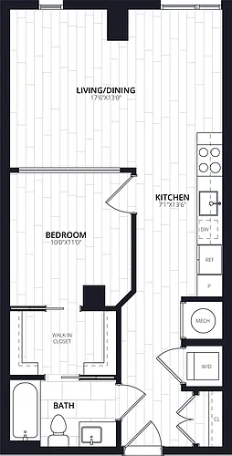 Floor plan 1 Bed/1 Bath JR-AJ12