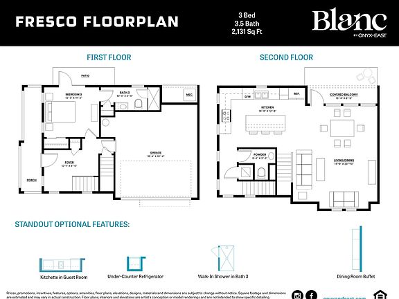 First and Second Floor Plan with Options
