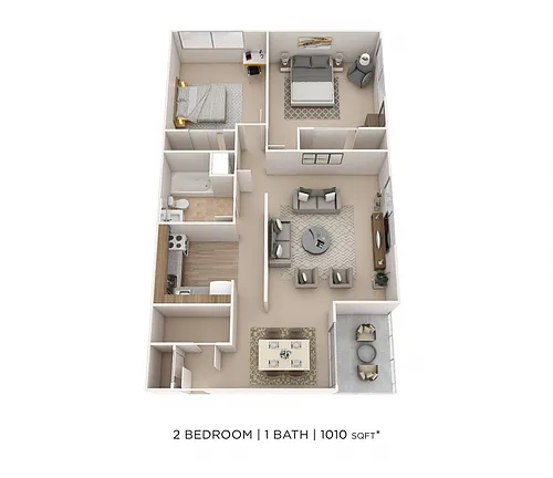 Floor plan Two Bedroom- 1,010 sqft