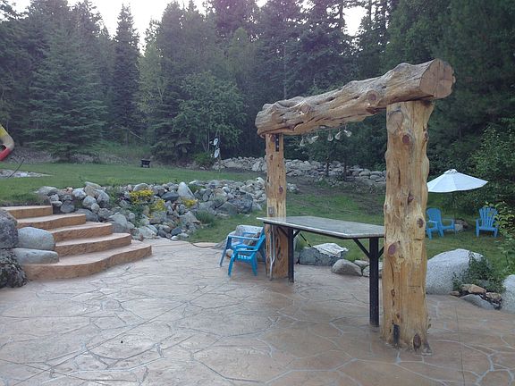 Juniper log over granite