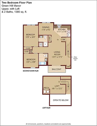 Floor plan $1.89/sq.ft. - Two Bedroom with Loft