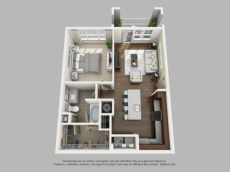 Element South - A1 - 1 Beds - 1 Baths - 750 Sq. ft.