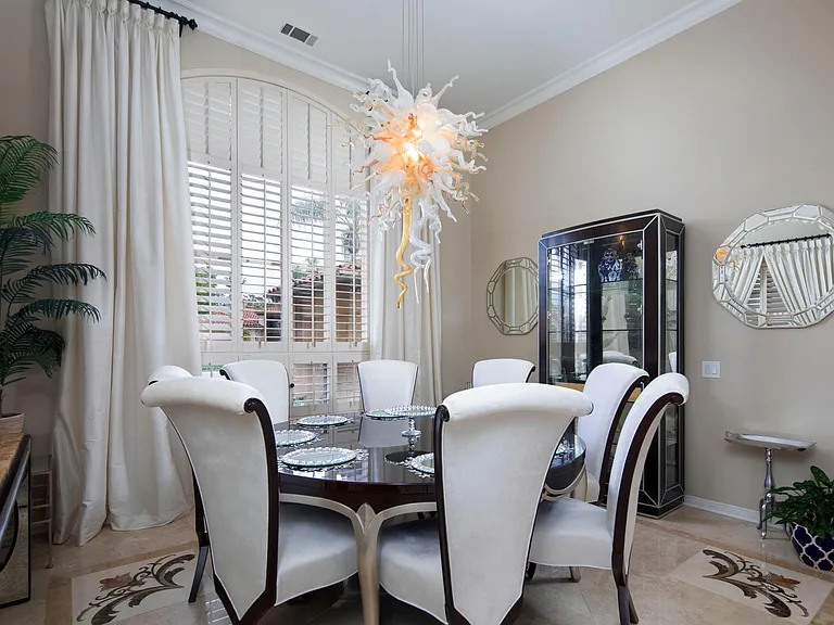 Designer furniture and chandelier