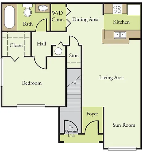 Floor plan One Bedroom One Bath A1 60%