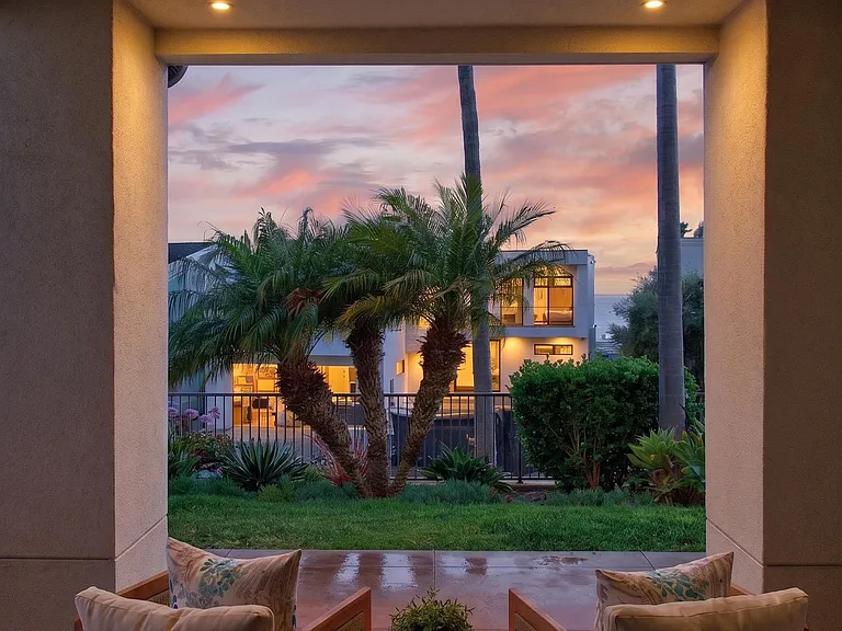 Evening view under covered patio area