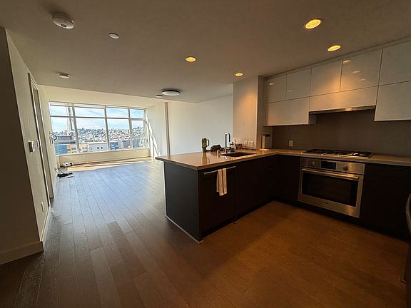 The kitchen and living room space