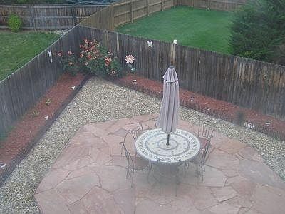 Patio in backyard