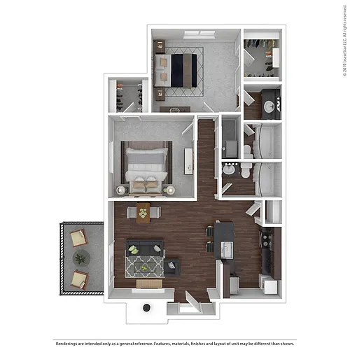 Floor plan Birch - 2 Bed, 2 Bath