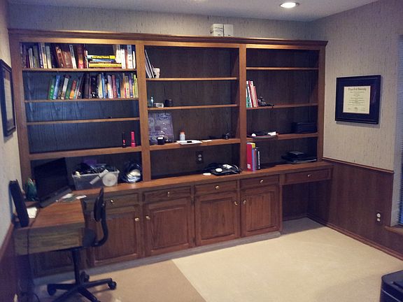 built-in shelving in office
