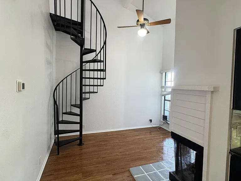 Spiral stairs going up to the Loft
