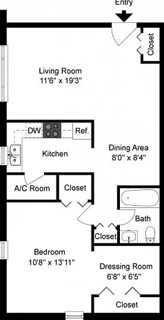 One bedroom floor plan One bedroom floor plan
