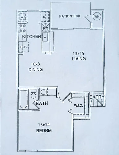 Floor plan A3 1 Bedroom / 1 Bath - 652